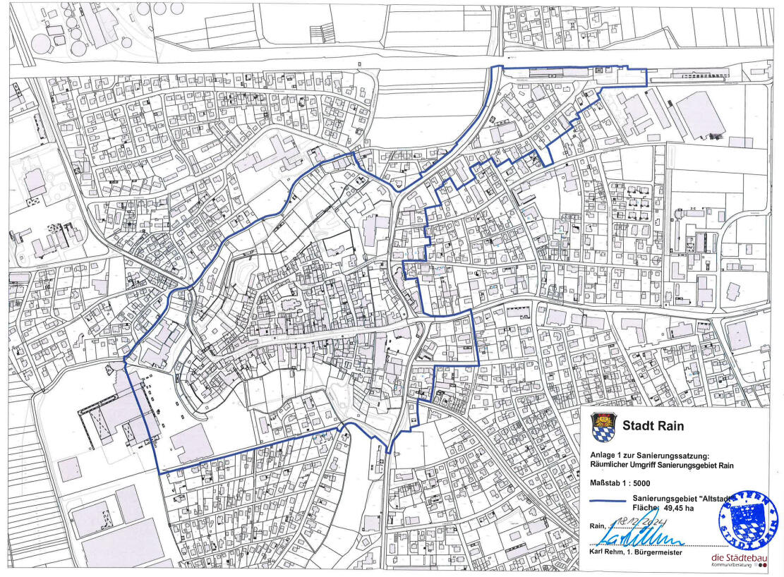 Anlage 1 zur Sanierungssatzung vom 18.12.2024 - räumlicher Umgriff Sanierungsgebiet Altstadt Rain.jpg