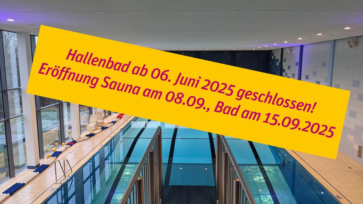 Das Hallenbad Rain hat im Sommer geschlossen: von 06.06. bis 14.09.2025.