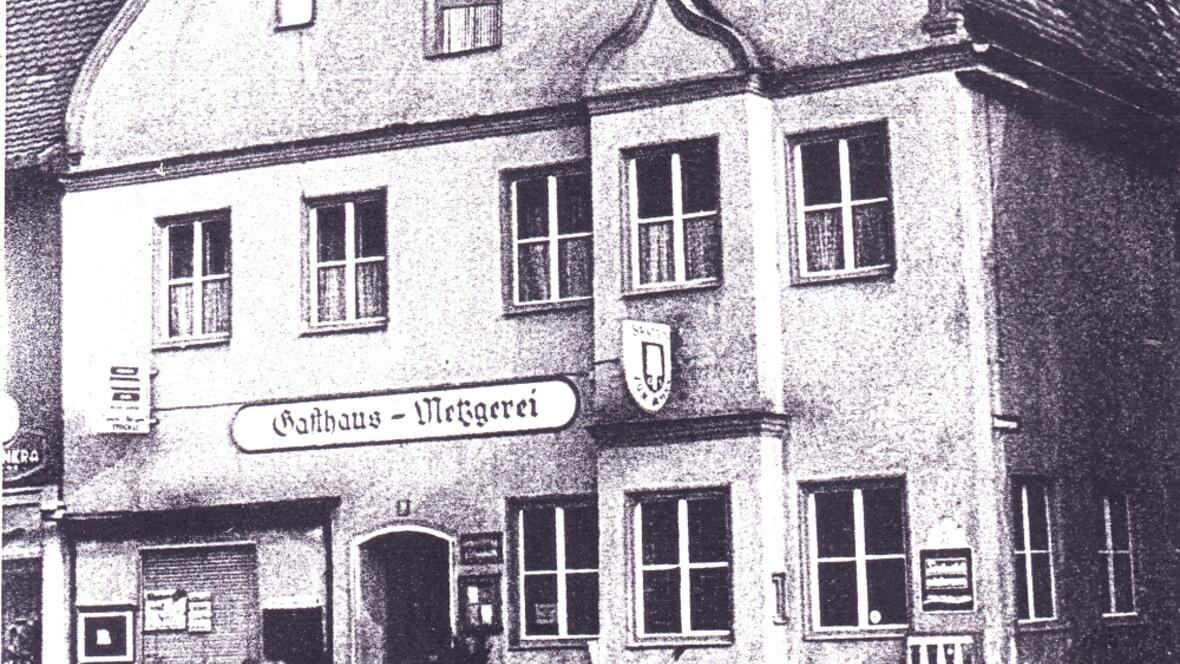 Historische Ansicht des Gasthaus "Zum Boarn" in Rain.