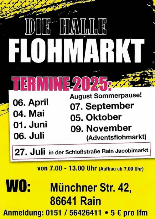Flohmärkte in Rain am Lech im Jahr 2025.
