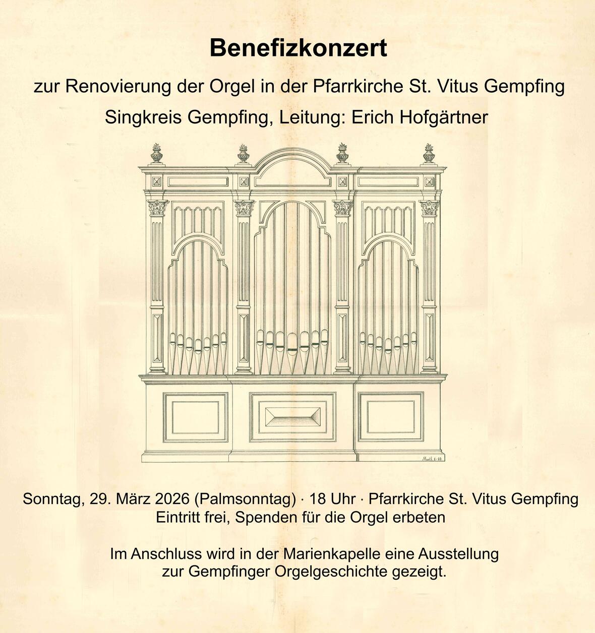 Benefizkonzert zur Renovierung der Orgel im Gempfing