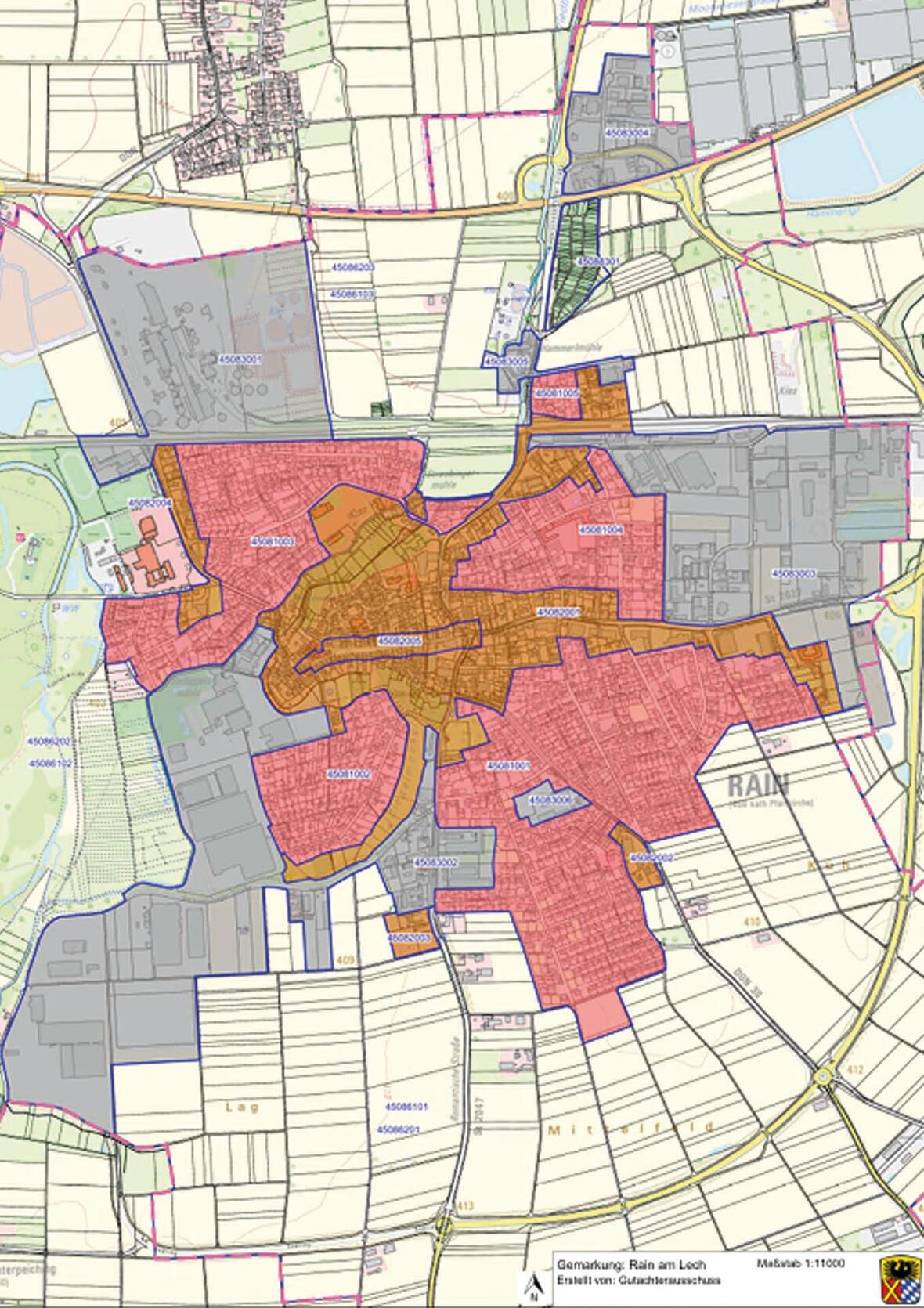 Bodenrichtwerte der Stadt rain zum 01.01.2026