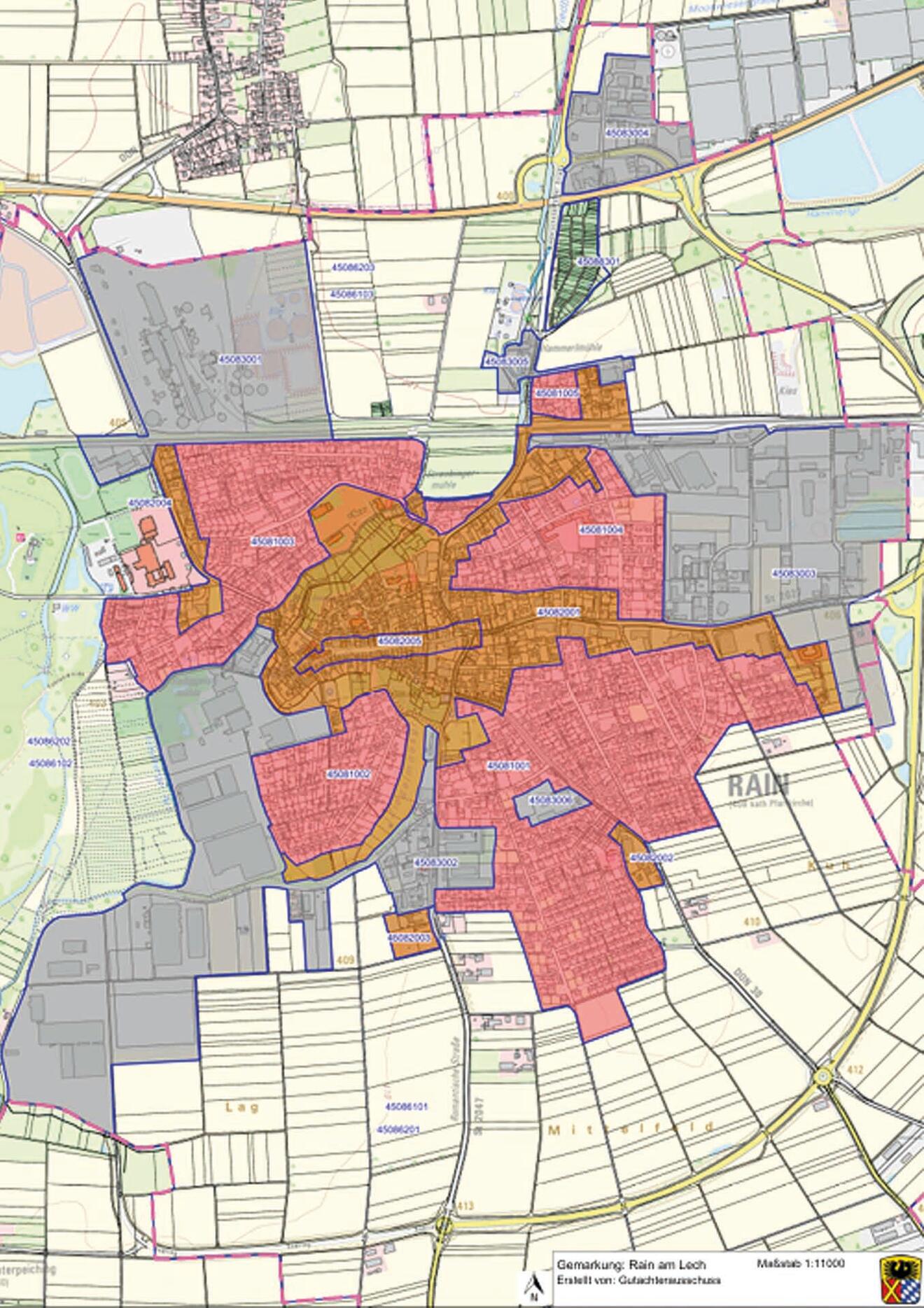 Bodenrichtwerte der Stadt rain zum 01.01.2026
